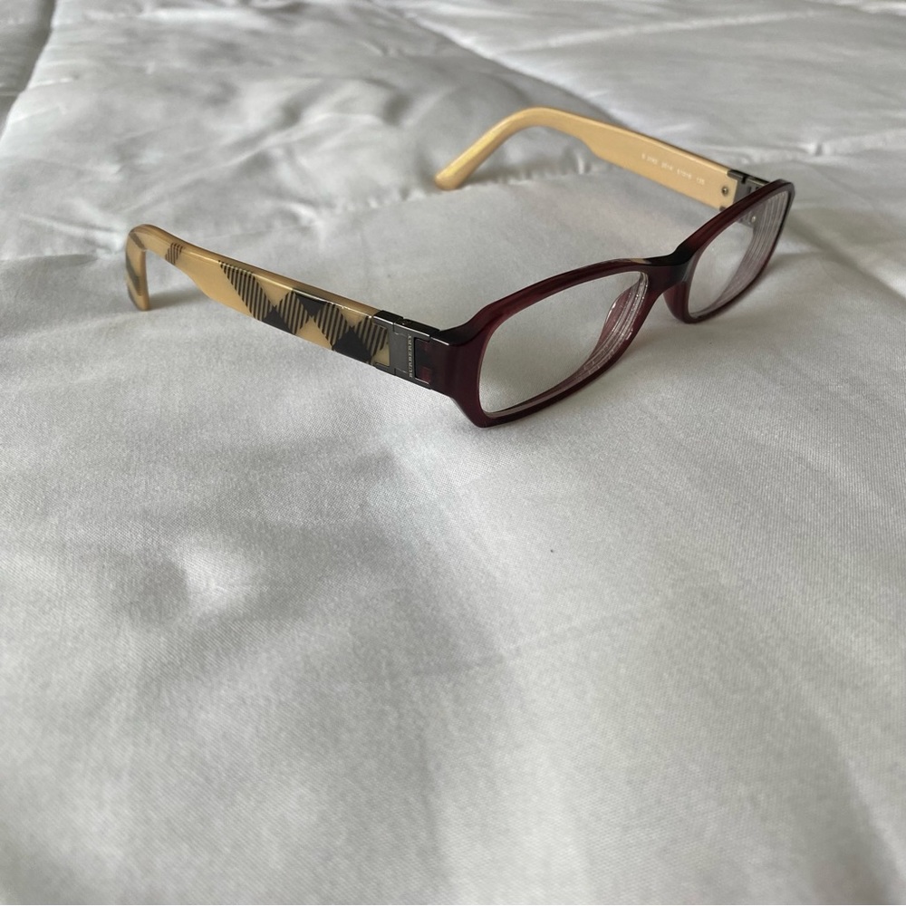 Burberry Burgundy Plaid Rectangular Eyeglasses - image 6